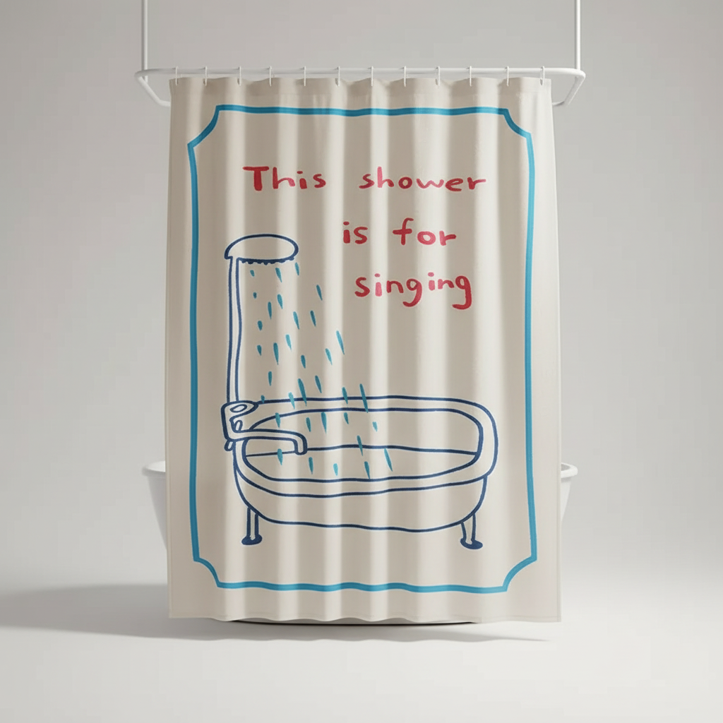 Water-Resistant Shower Curtain in Korean Fabric