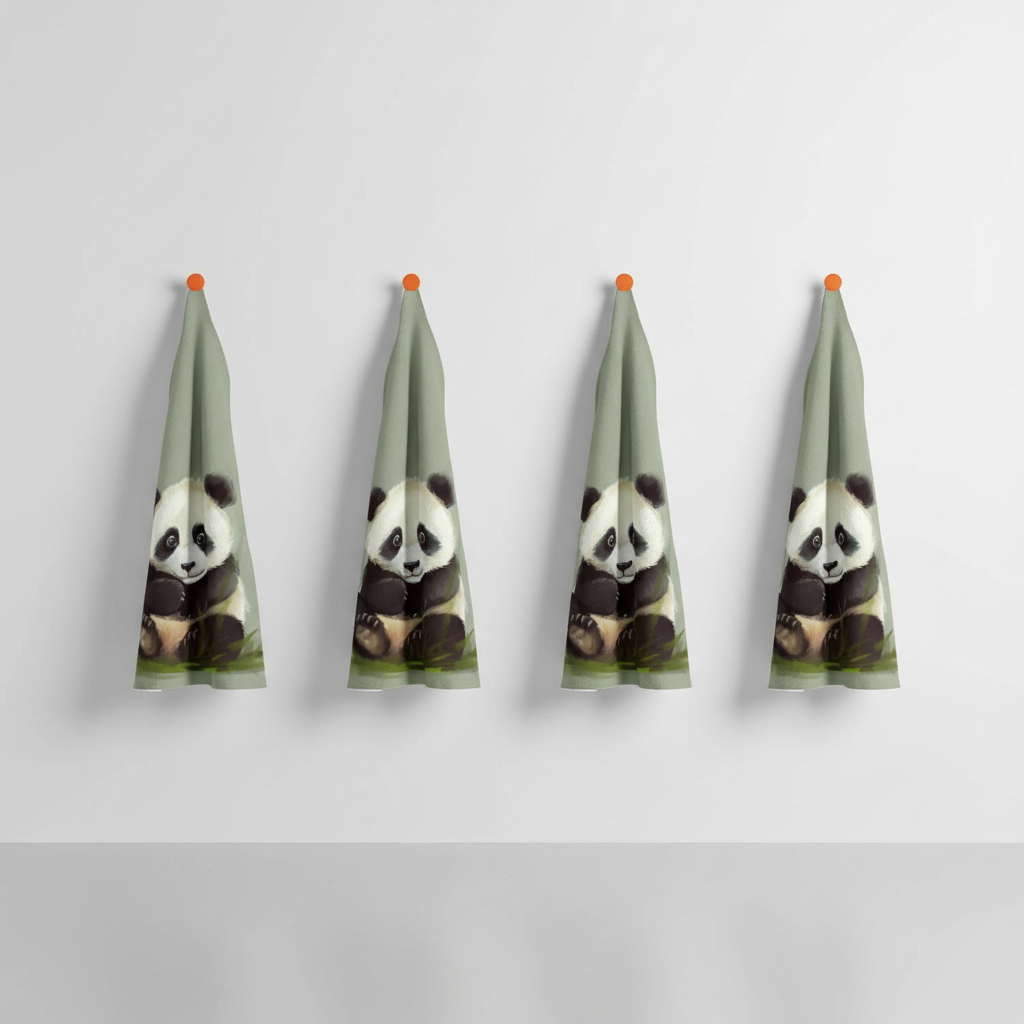 Panda-Themed Bamboo Dish Cloth