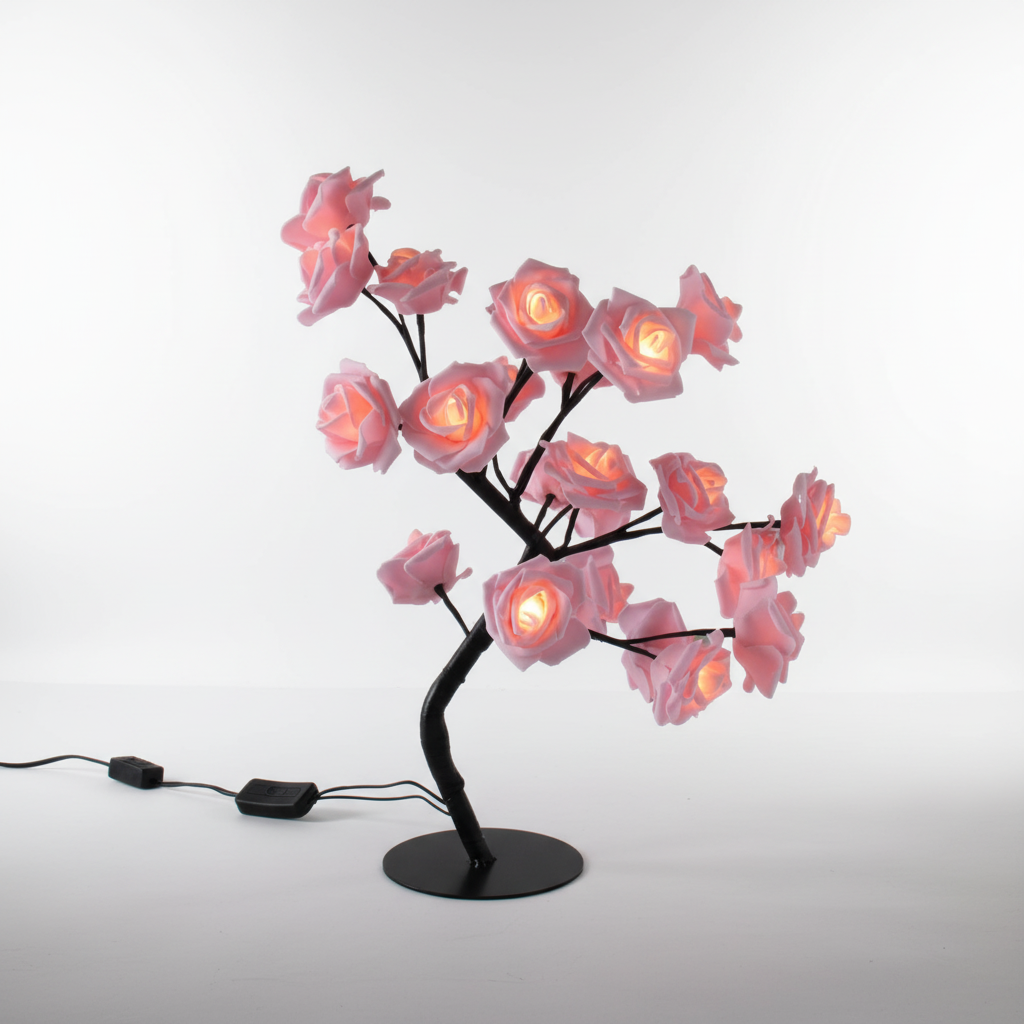 Rose Tree Lamp - Artificial Floral Light Décor