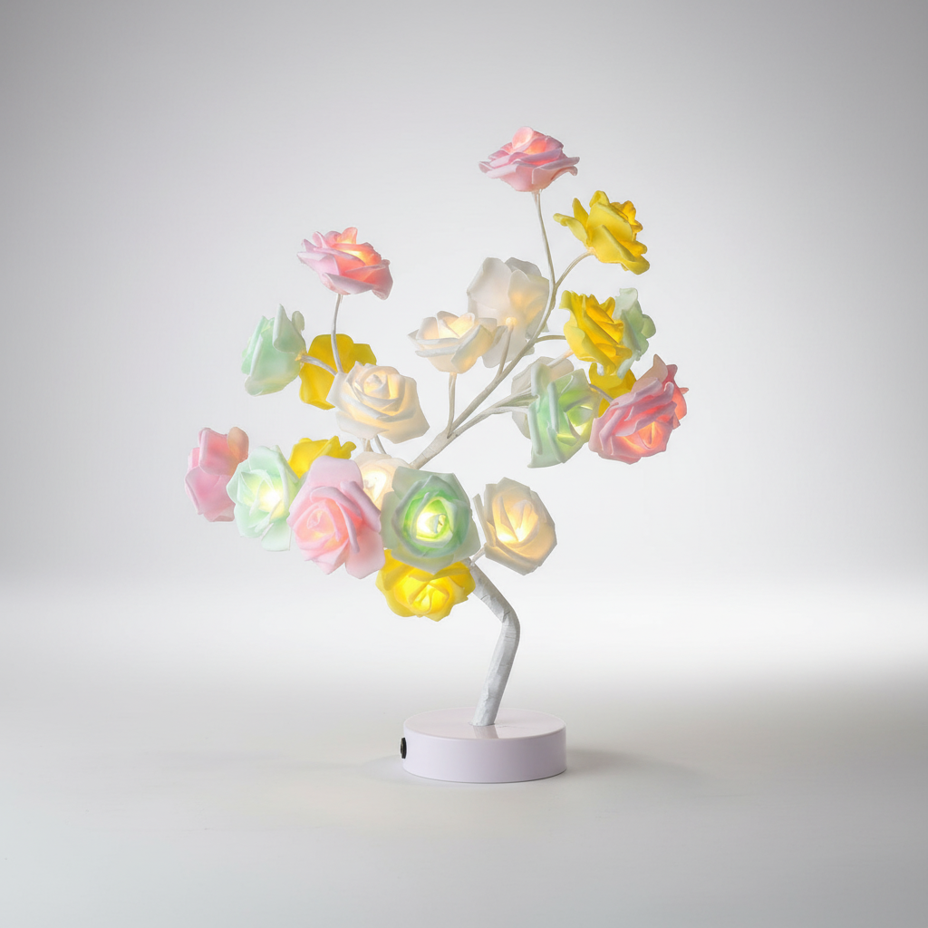 Rose Tree Lamp - Artificial Floral Light Décor