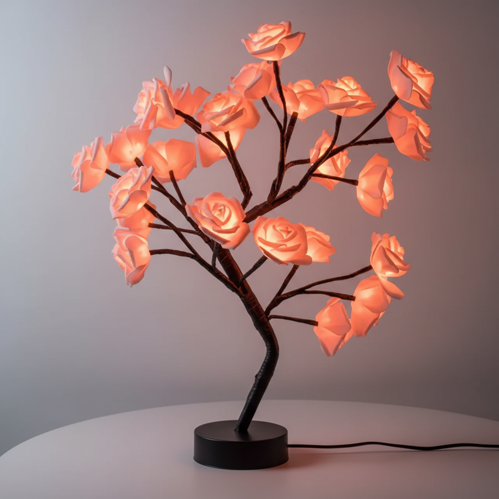 Rose Tree Lamp - Artificial Floral Light Décor