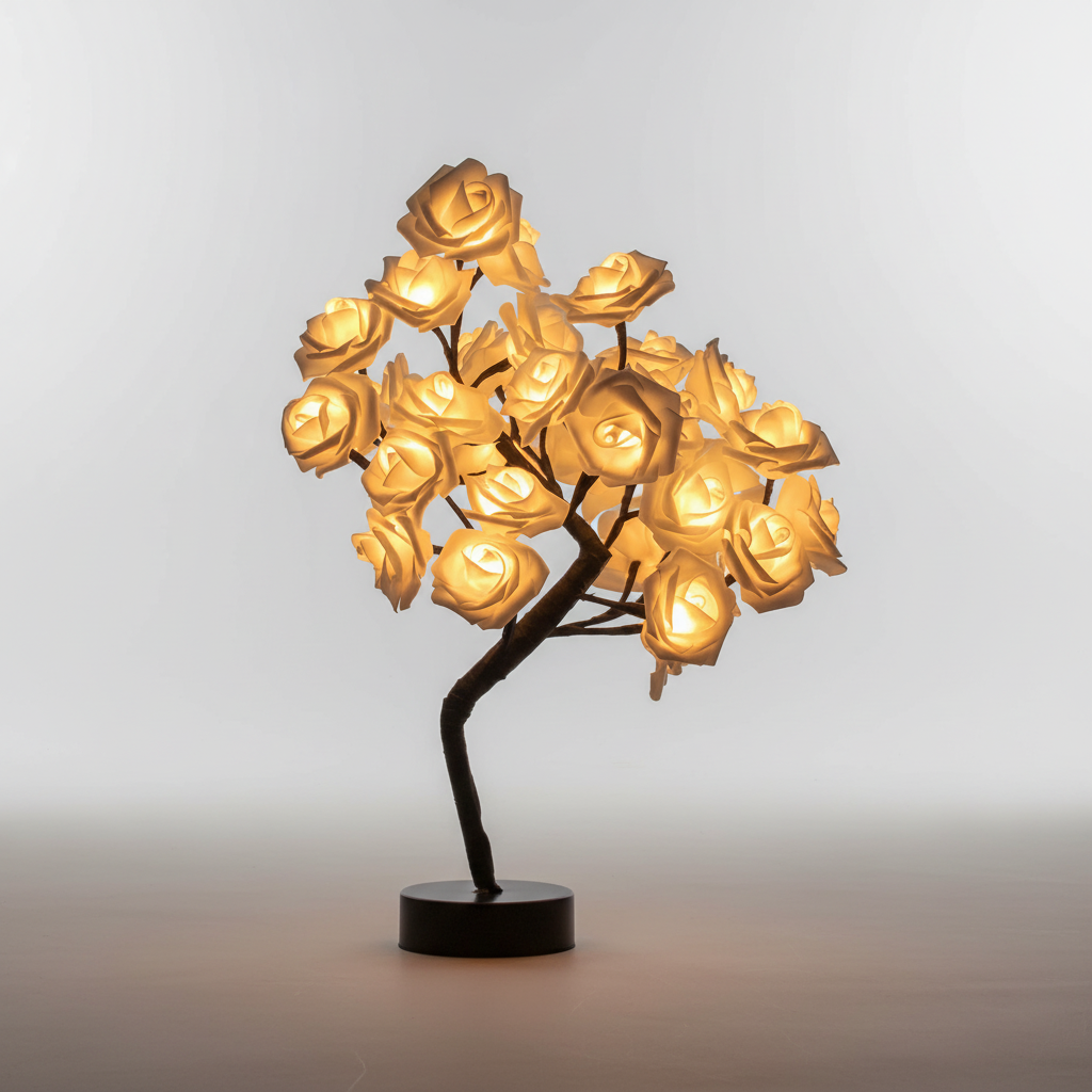 Rose Tree Lamp - Artificial Floral Light Décor