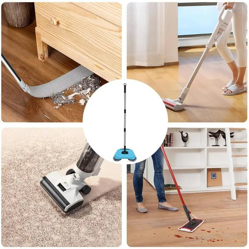 Versatile 2-in-1 Sweeper with Rotating Brush & Mop Feature