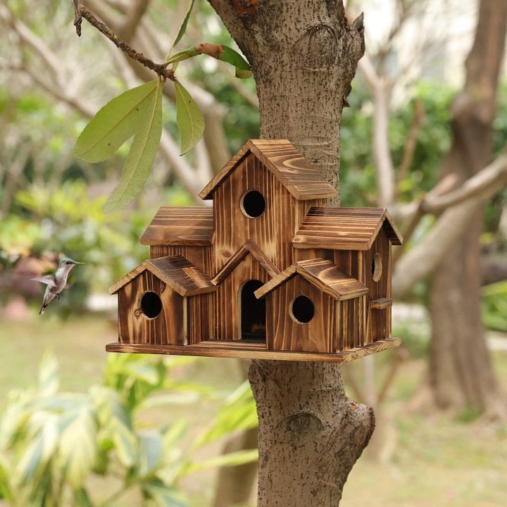 Elegant Eco-Friendly Birdhouse with Six Entrances