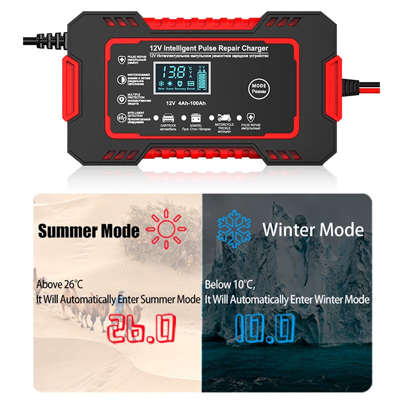Smart 12V 6A Car Battery Revitalizer with LCD Screen