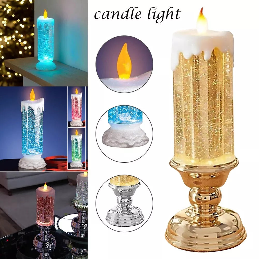 Enchanting Color-Changing LED Holiday Candle with Glitter
