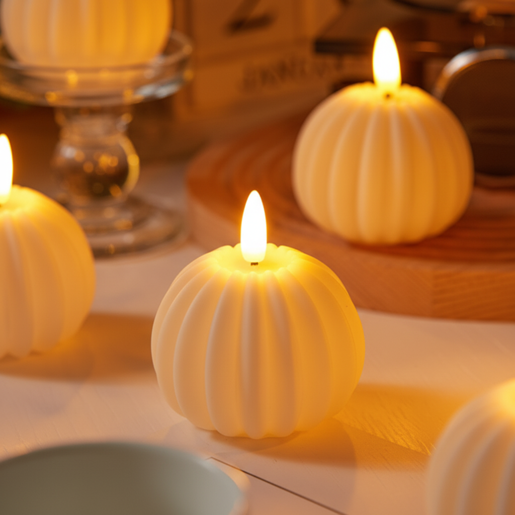 Warm White LED Sphere Shaped Decorative Candle