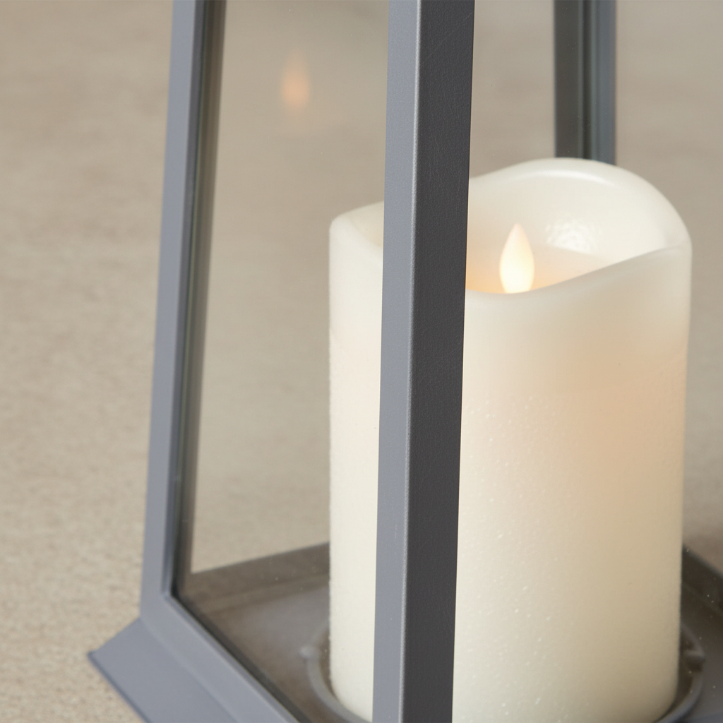 Glass LED Lantern Candle for Outdoor Use