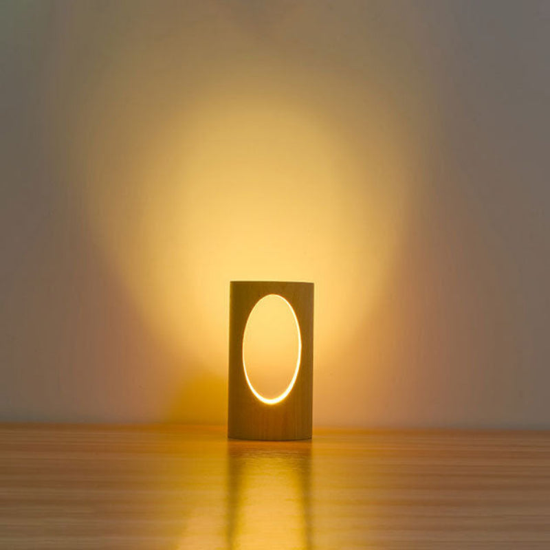 Elegant Wooden LED Lamp with USB Power for Modern Spaces