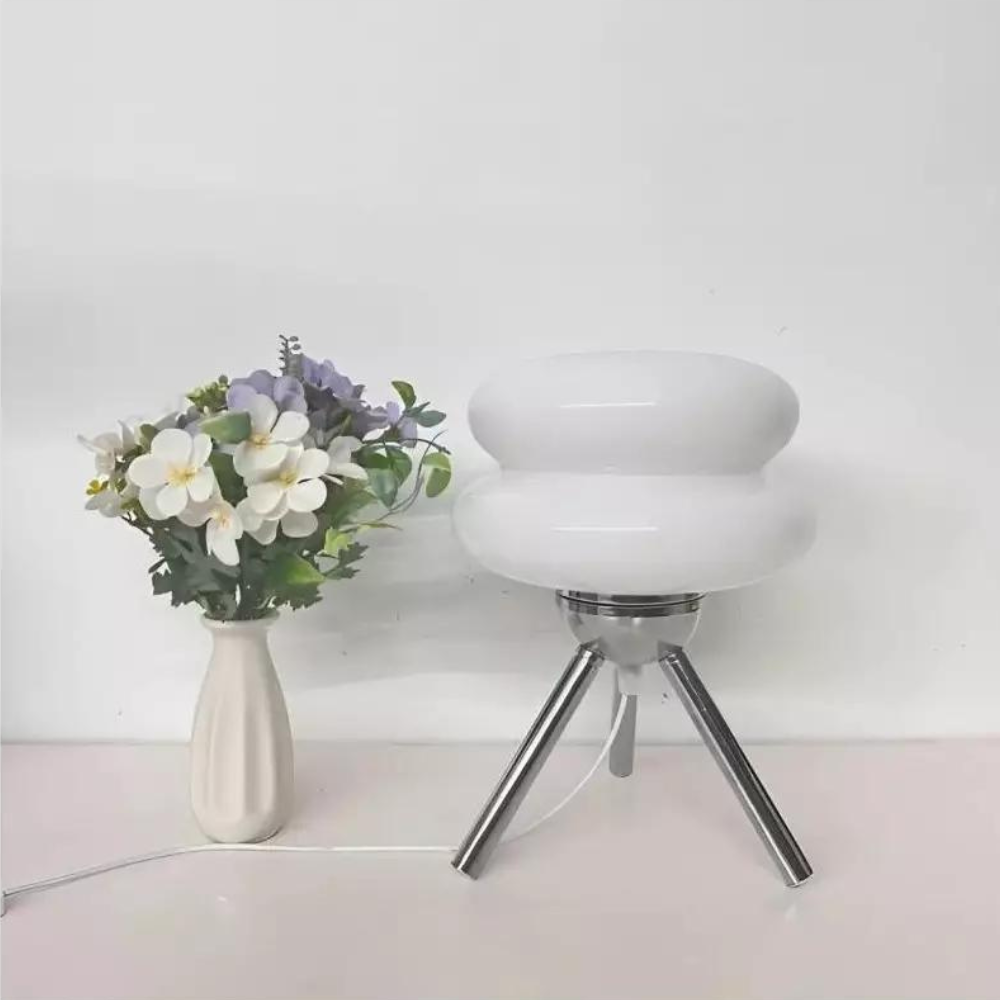 Stylish Tripod LED Lamp with Elegant Glass Shade