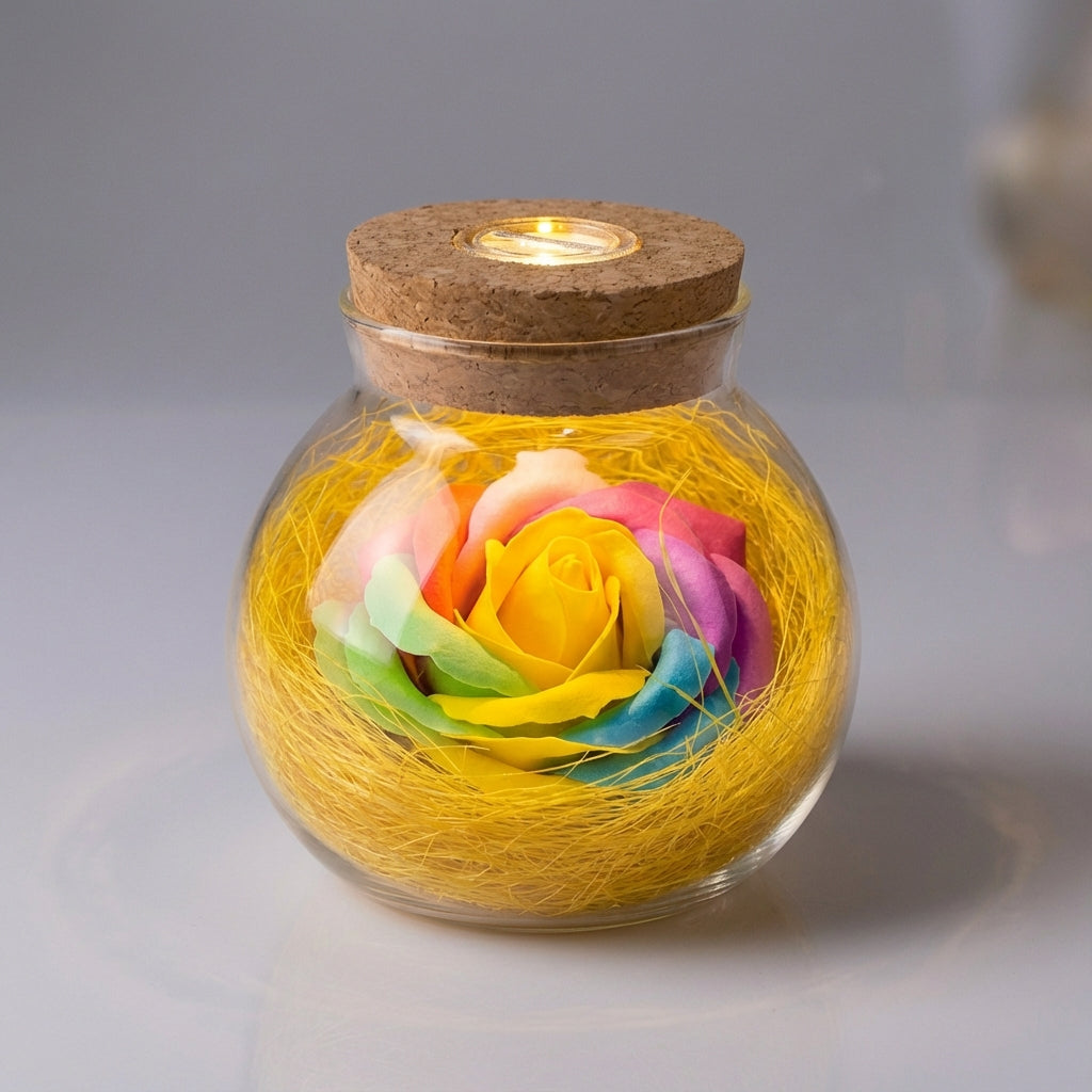 Rose-Shaped LED Lamp in Jar – Decorative Lighting