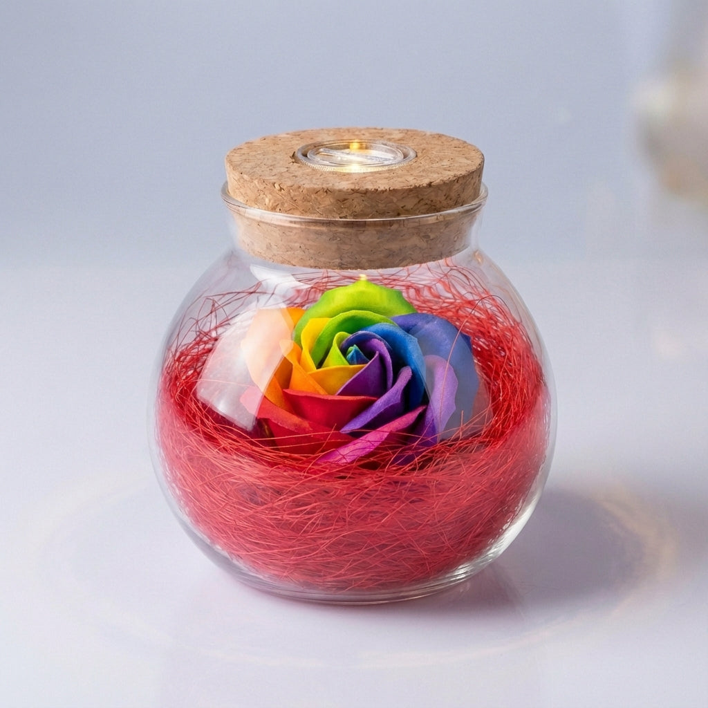 Rose-Shaped LED Lamp in Jar – Decorative Lighting