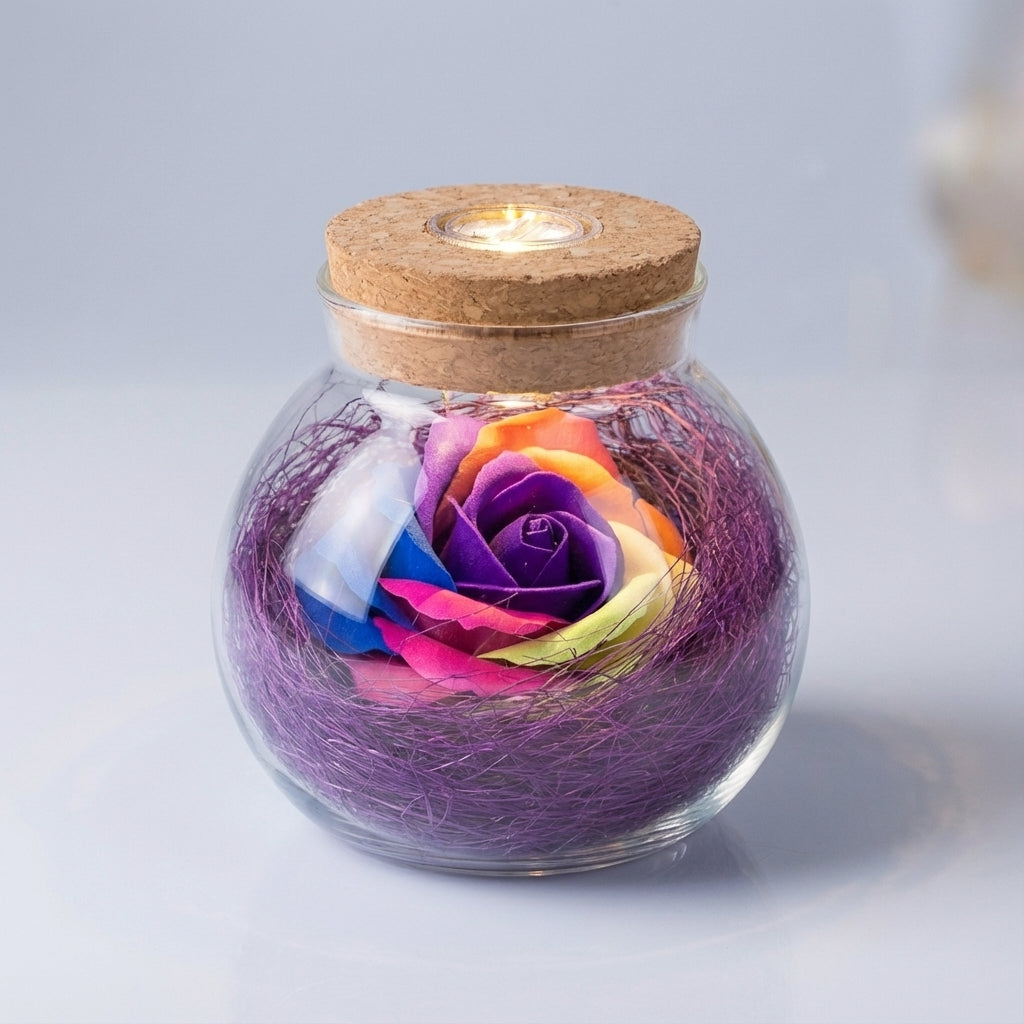 Rose-Shaped LED Lamp in Jar – Decorative Lighting