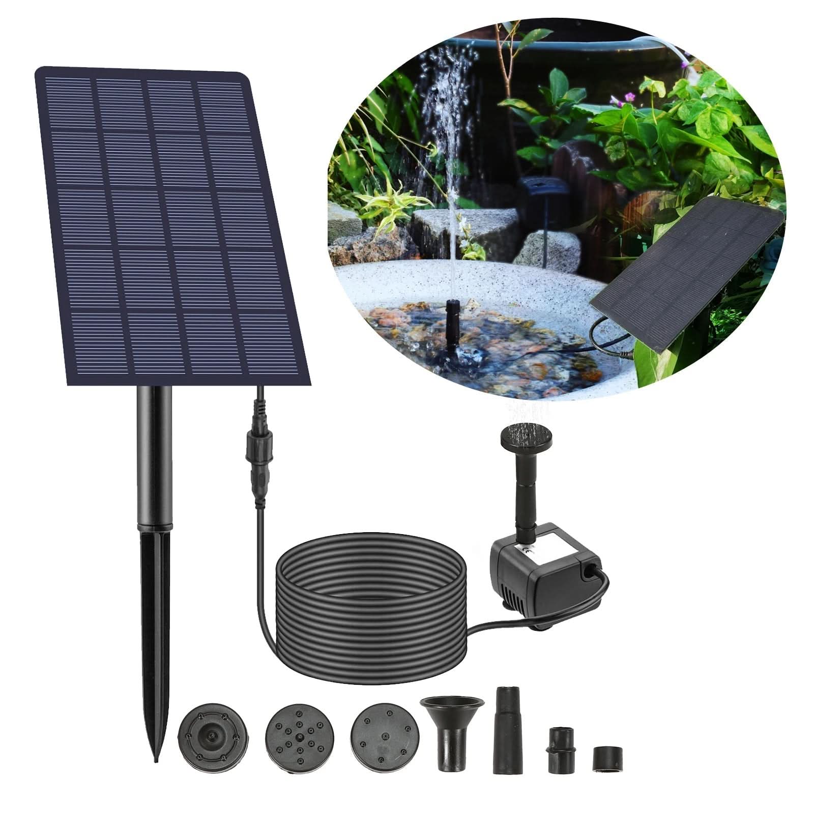AquaVista – 6-in-1 Solar-Powered Fountain with Stunning Water Displays