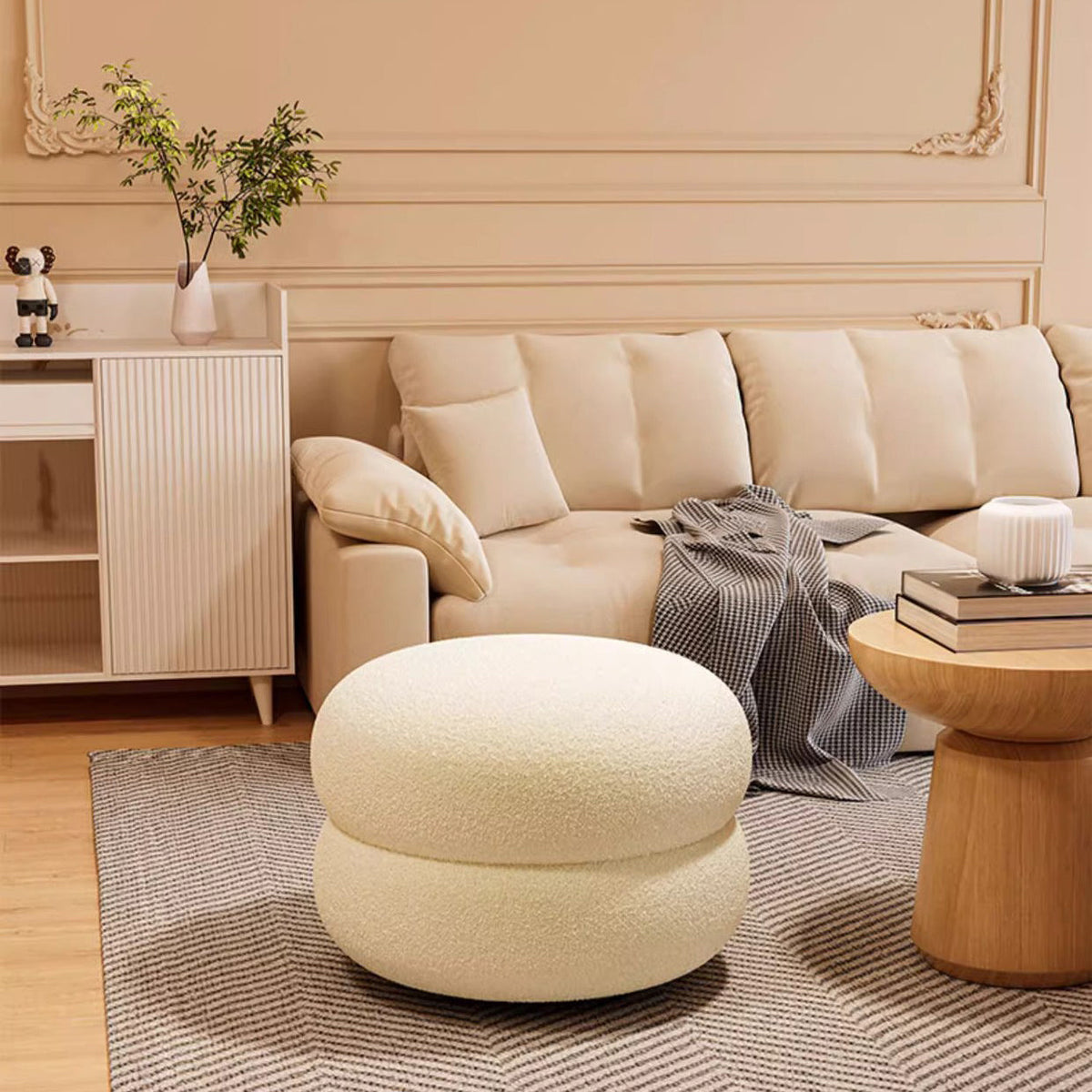 Chic Round Accent Stool for Comfortable Indoor Seating