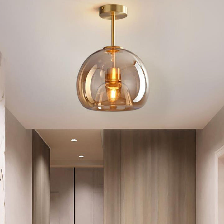 Stylish Smoke Gray Glass Semi-Flush Mount Light Fixture