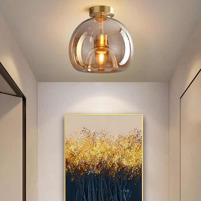 Stylish Smoke Gray Glass Semi-Flush Mount Light Fixture
