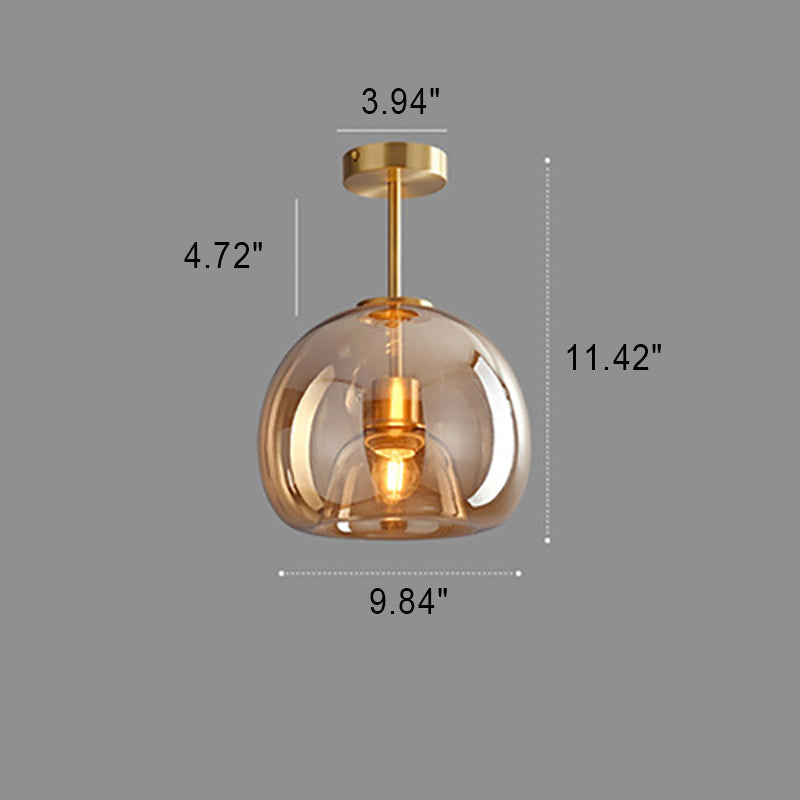 Stylish Smoke Gray Glass Semi-Flush Mount Light Fixture