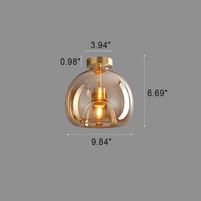 Stylish Smoke Gray Glass Semi-Flush Mount Light Fixture