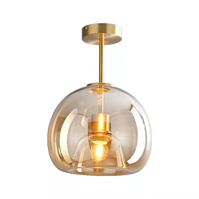 Stylish Smoke Gray Glass Semi-Flush Mount Light Fixture