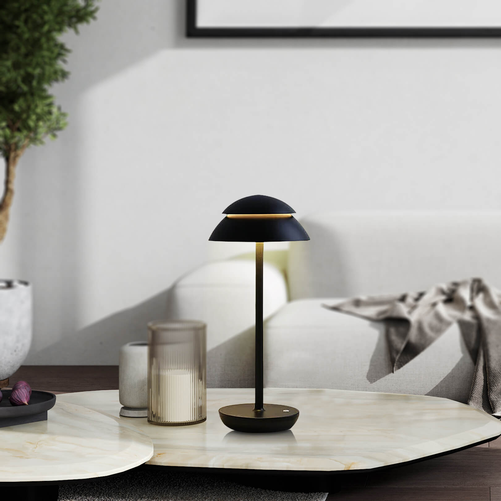 Sleek Touch-Controlled Rechargeable Table Lamp with USB Port