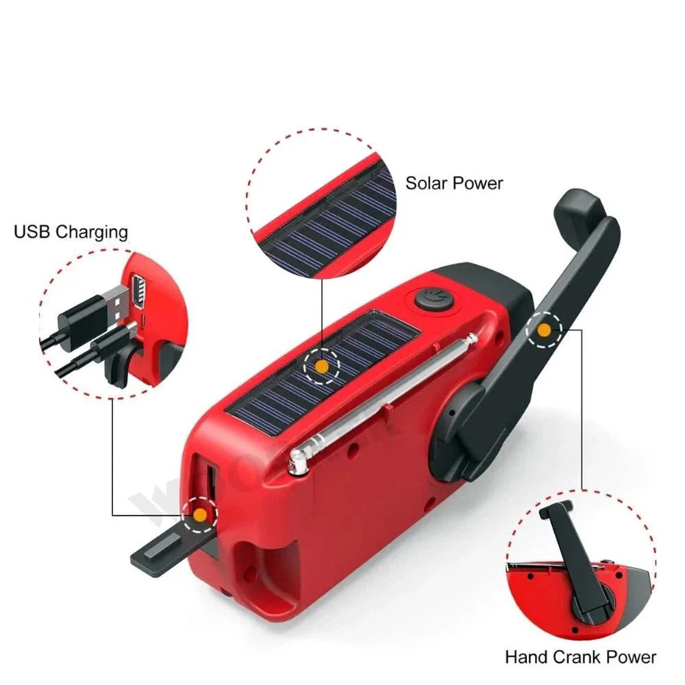 Versatile Emergency Radio with Solar Charging & Power Bank
