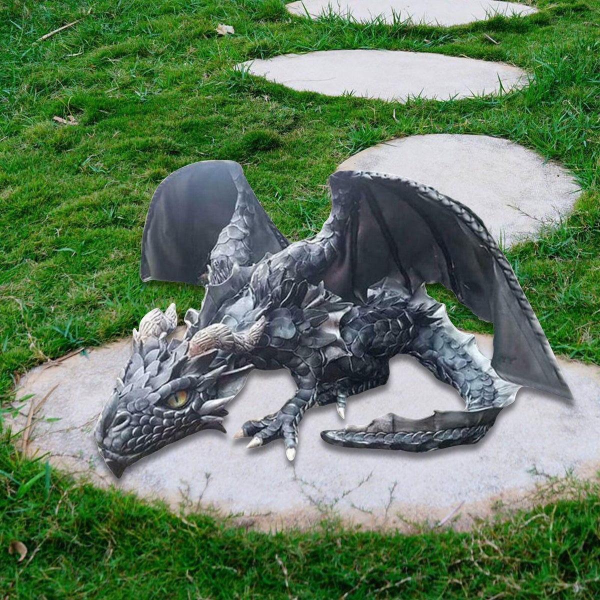Majestic Dragon Guardian Sculpture: Enchanting Outdoor Accent