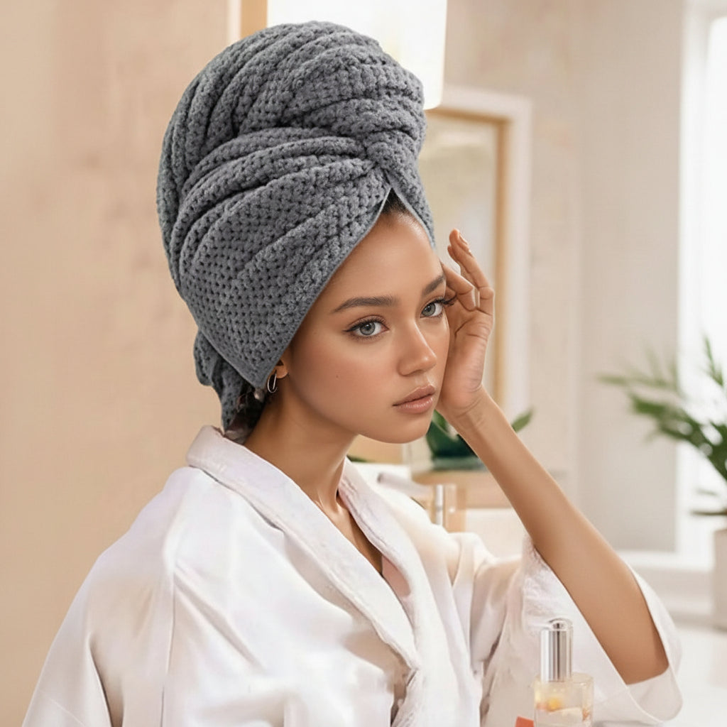AquaSoft – Coral Velvet Hair Wrap for Quick Drying and Frizz Control