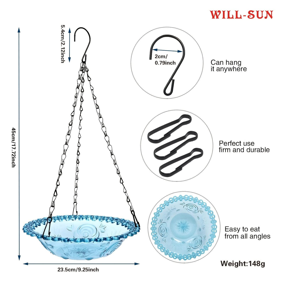 Charming Double Bowl Hanging Feeder for Outdoor Birds