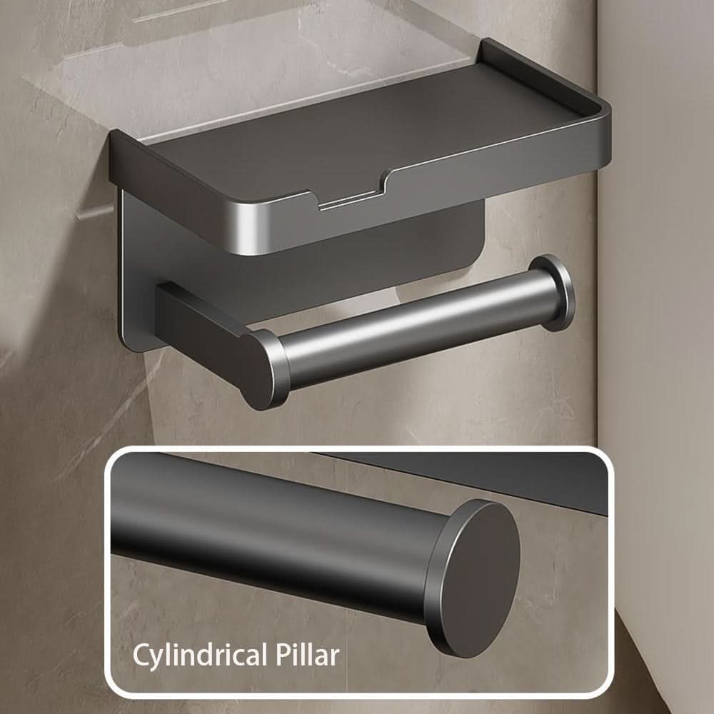 Wall-Mounted Aluminum Toilet Paper Holder with Hidden Drawer