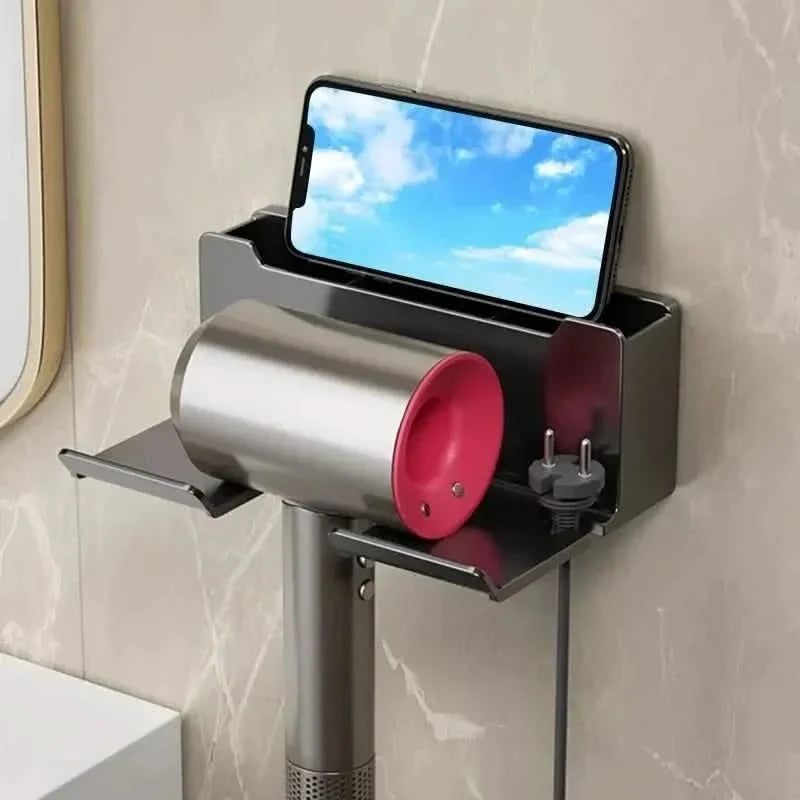 SPACE-SAVING WALL MOUNT FOR HAIR DRYER AND ACCESSORIES