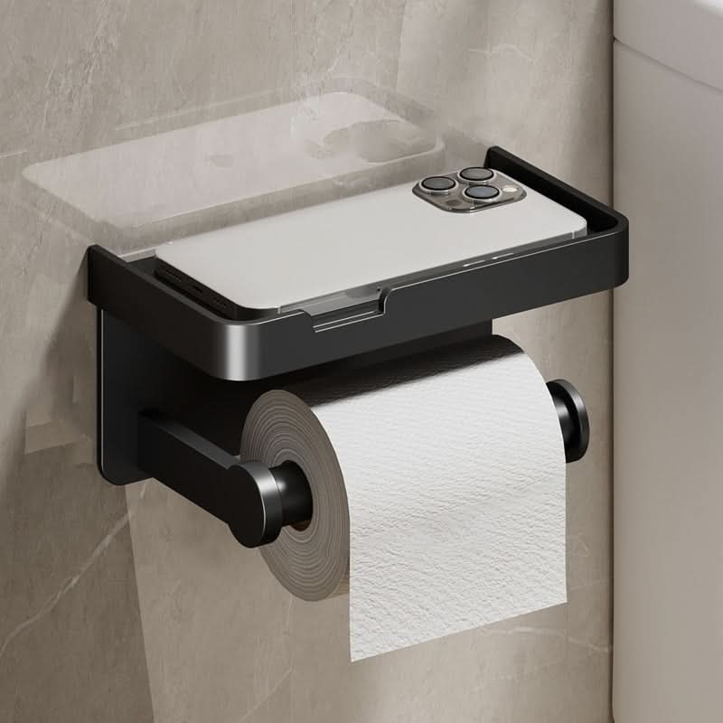 Wall-Mounted Aluminum Toilet Paper Holder with Hidden Drawer