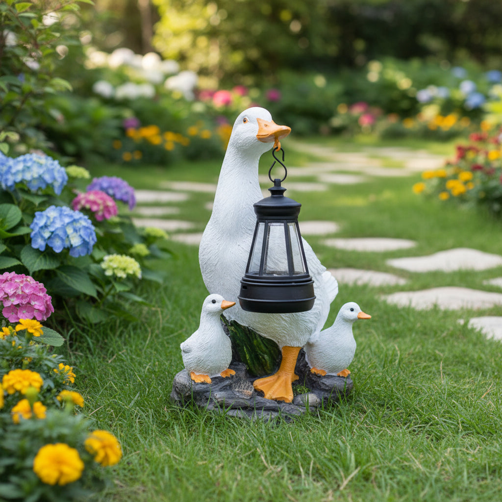 Whimsical Solar Duck Garden Decor with Lantern