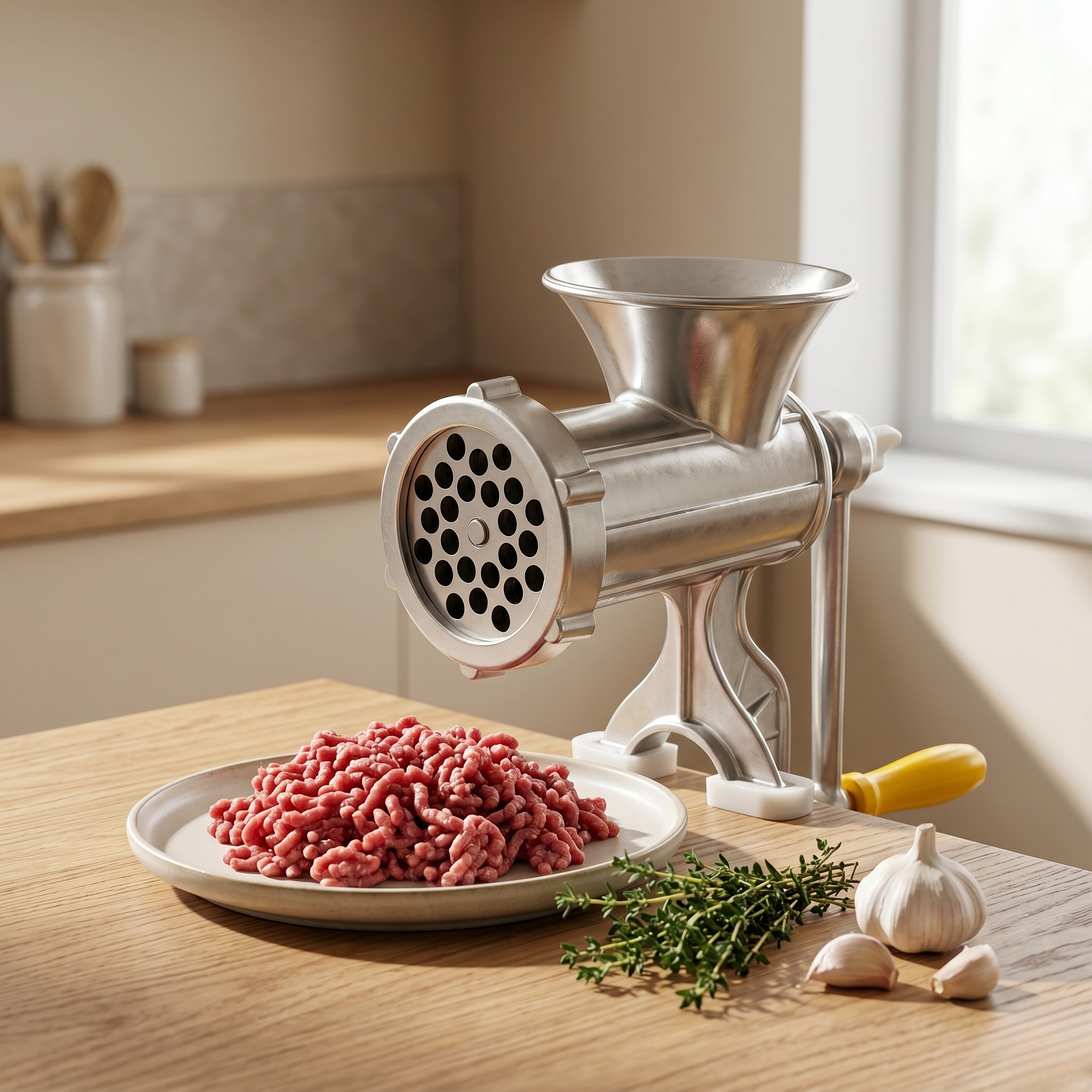 Hand-Cranked Meat Mincer for Homemade Sausage & More