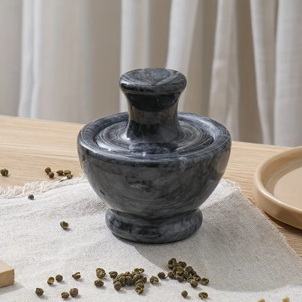 Elegant Marble Mortar and Pestle Set for Spices
