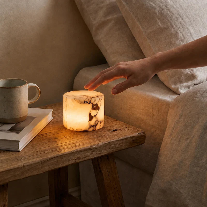Elegant Marble Touch Table Lamp with Rechargeable Design