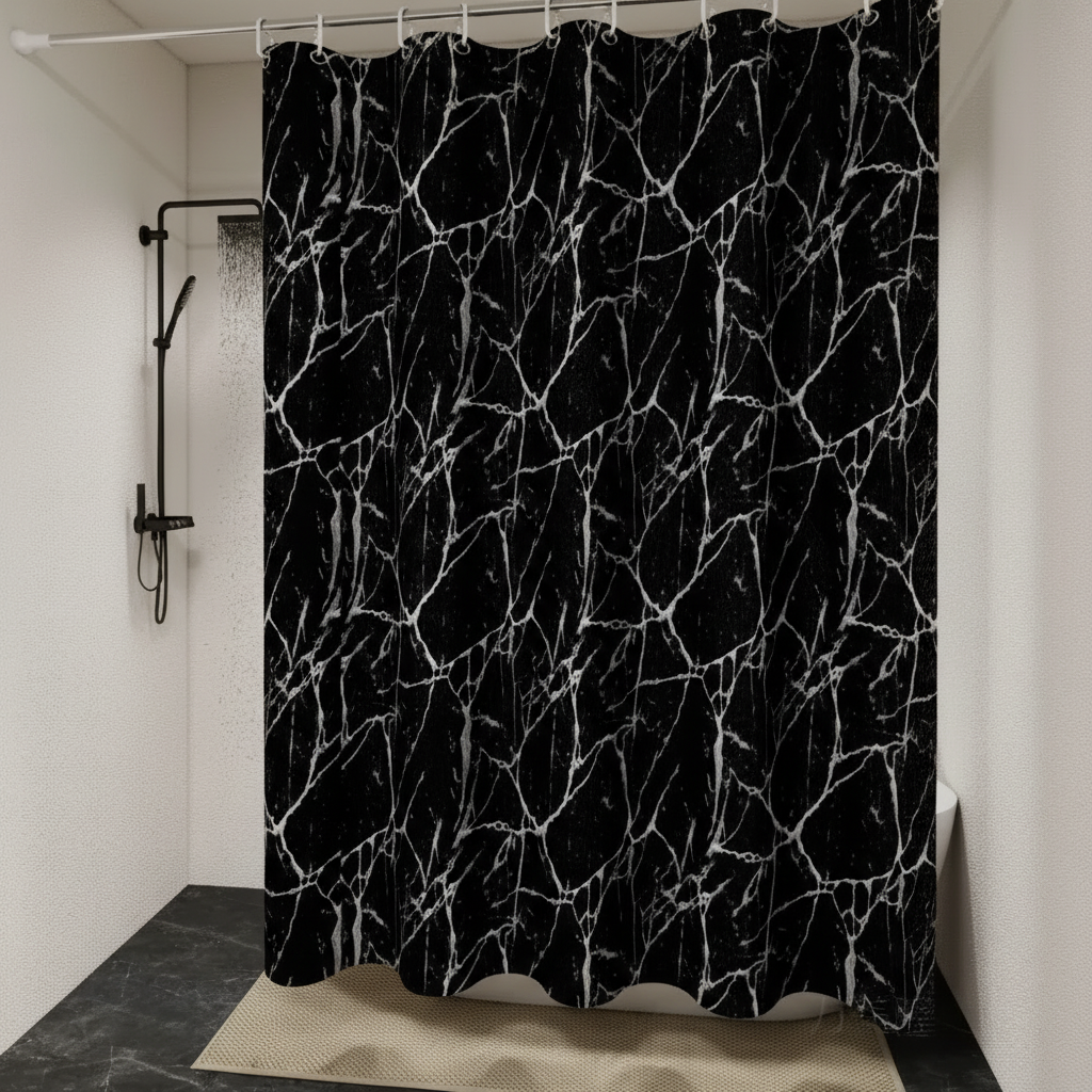 Shower Curtain with Marble Design