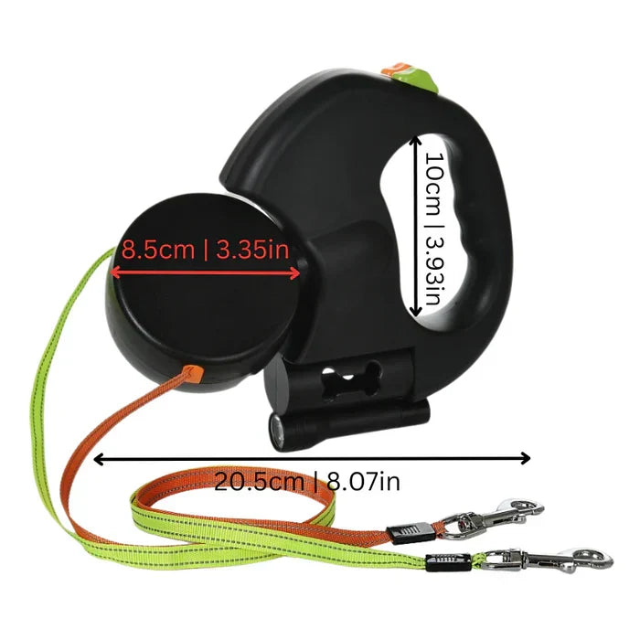 Dual Canine Leash with LED Light & 360° Rotation for Easy Walks