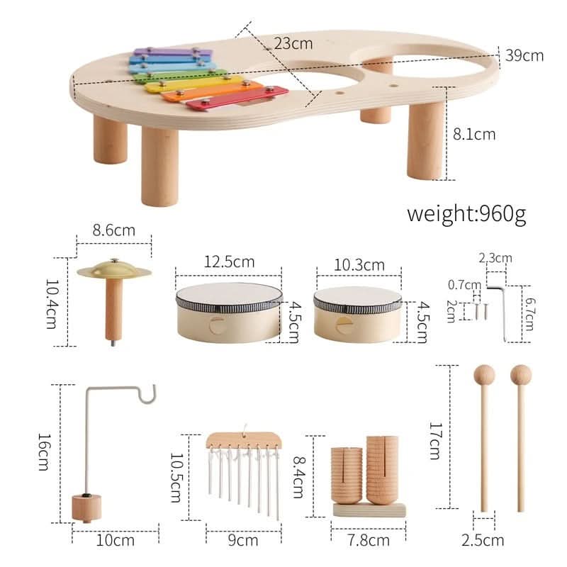 Harmonious Discovery – 8-Piece Wooden Music Instrument Set