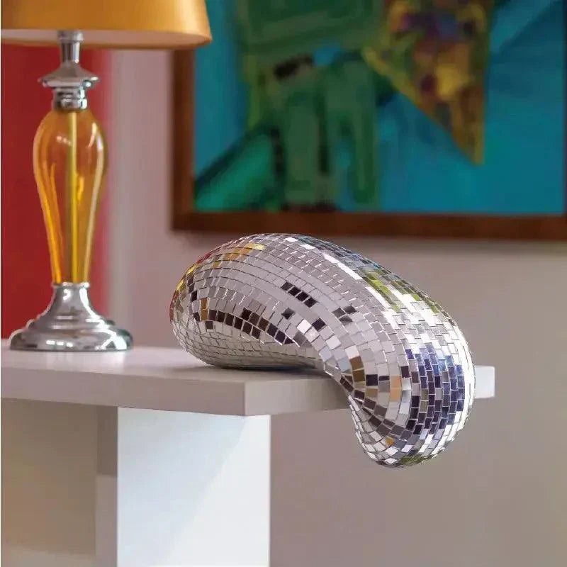 Melting Mirror Sphere Decor, Unique Tabletop Accent