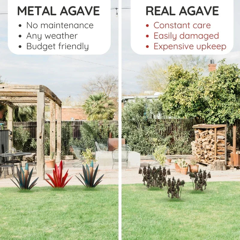 Rustic Metal Agave Plant for Home and Garden Decor
