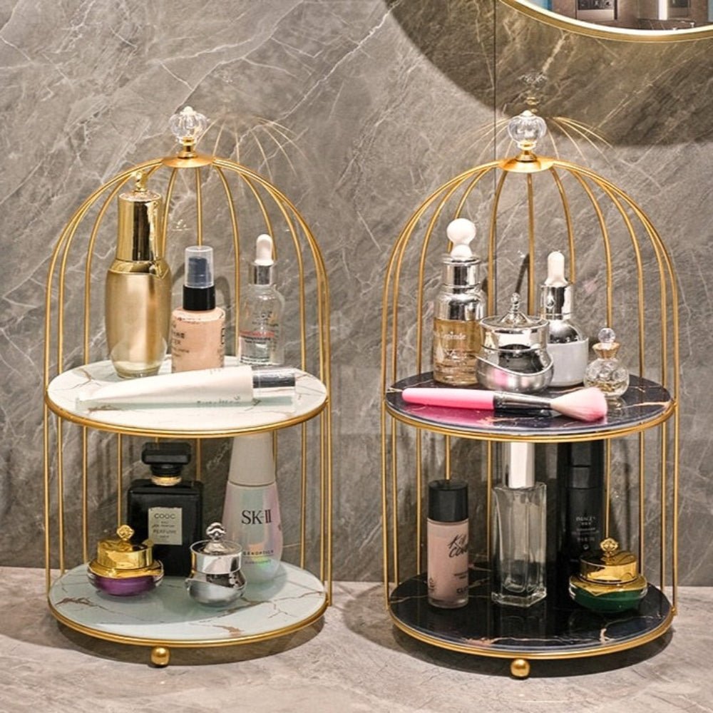 Elegant Dual-Tier Cosmetic Organizer with Open Shelves