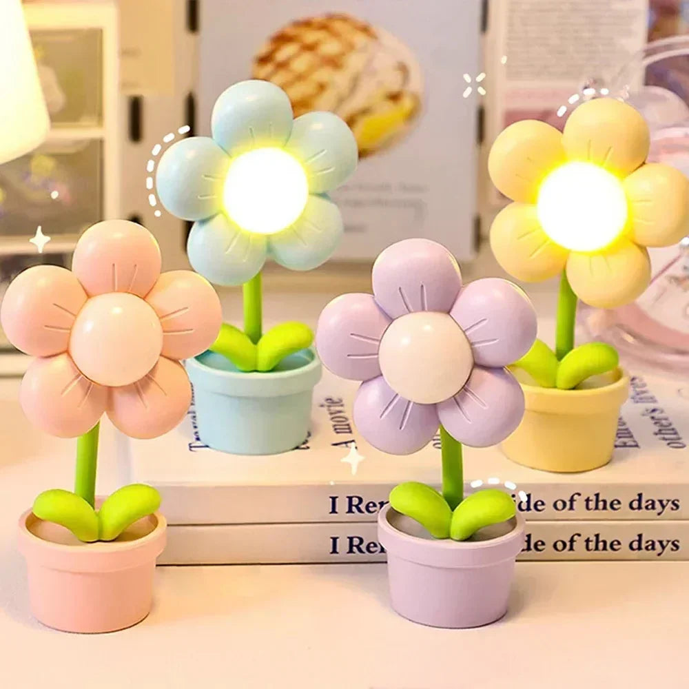 Small Table Lamp with Soothing Flower Design – BlossomGlow