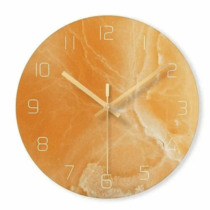 Chic Marble-Inspired Wall Clock – Elegant Design with Gold Accents