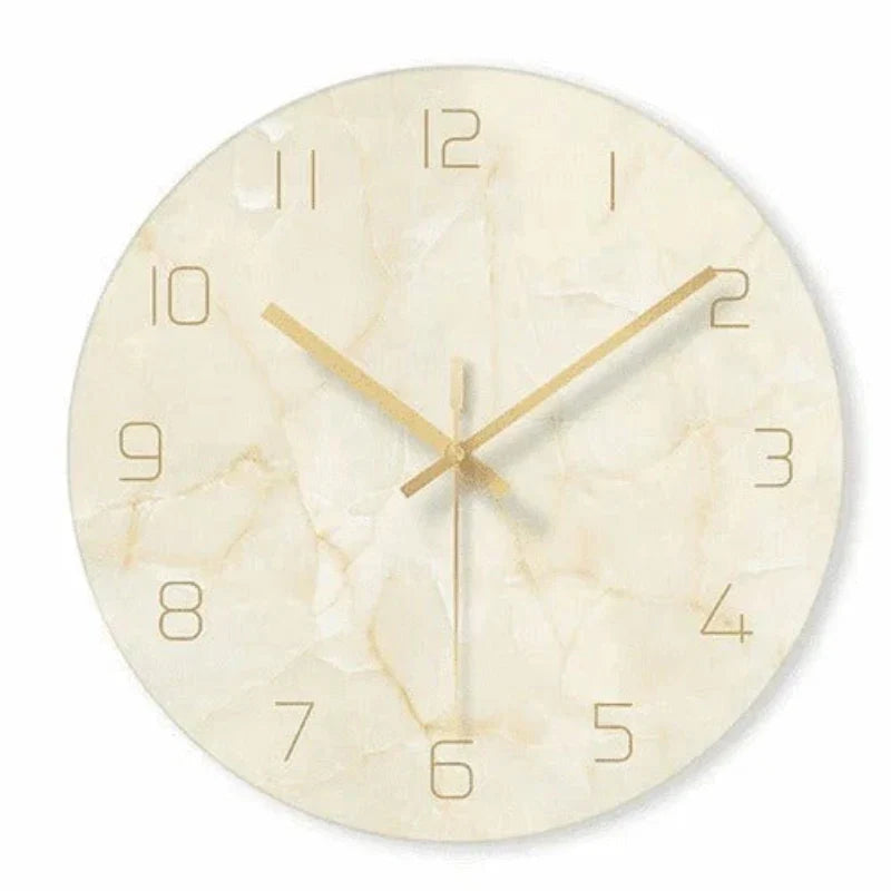 Chic Marble-Inspired Wall Clock – Elegant Design with Gold Accents
