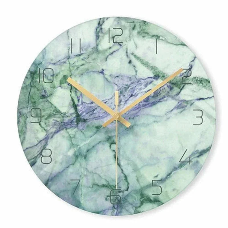 Chic Marble-Inspired Wall Clock – Elegant Design with Gold Accents