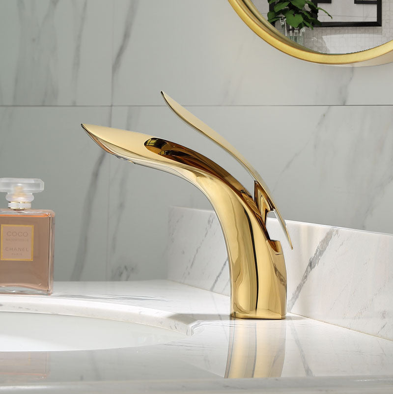 Sleek Brass Bathroom Tap | Chic Handle for Stylish Spaces