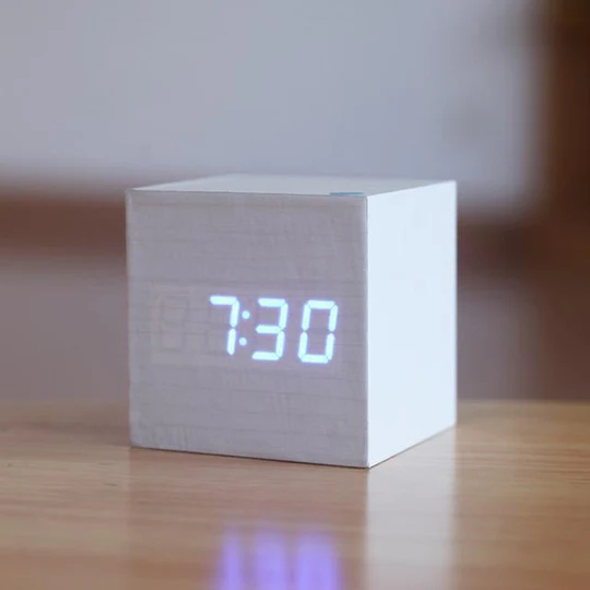 Elegant Wooden Digital Clock with Illuminated Numbers