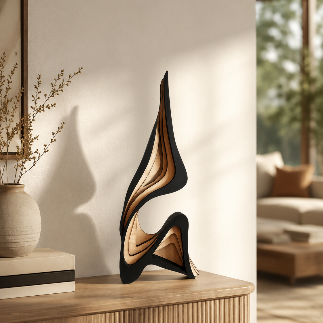 Modern Abstract Wooden Art Piece for Home Decor