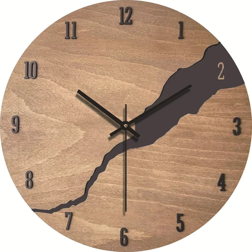 Natural Elegance Wall Clock - Solid Wood, Rustic Charm